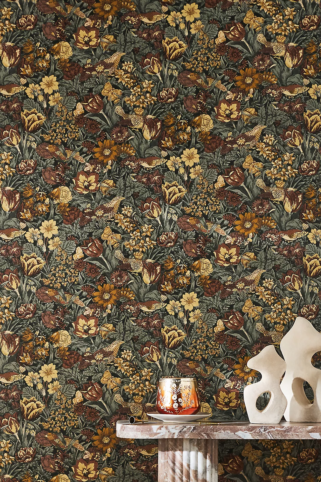 Bird Floral Vintage Prepasted Wallpaper