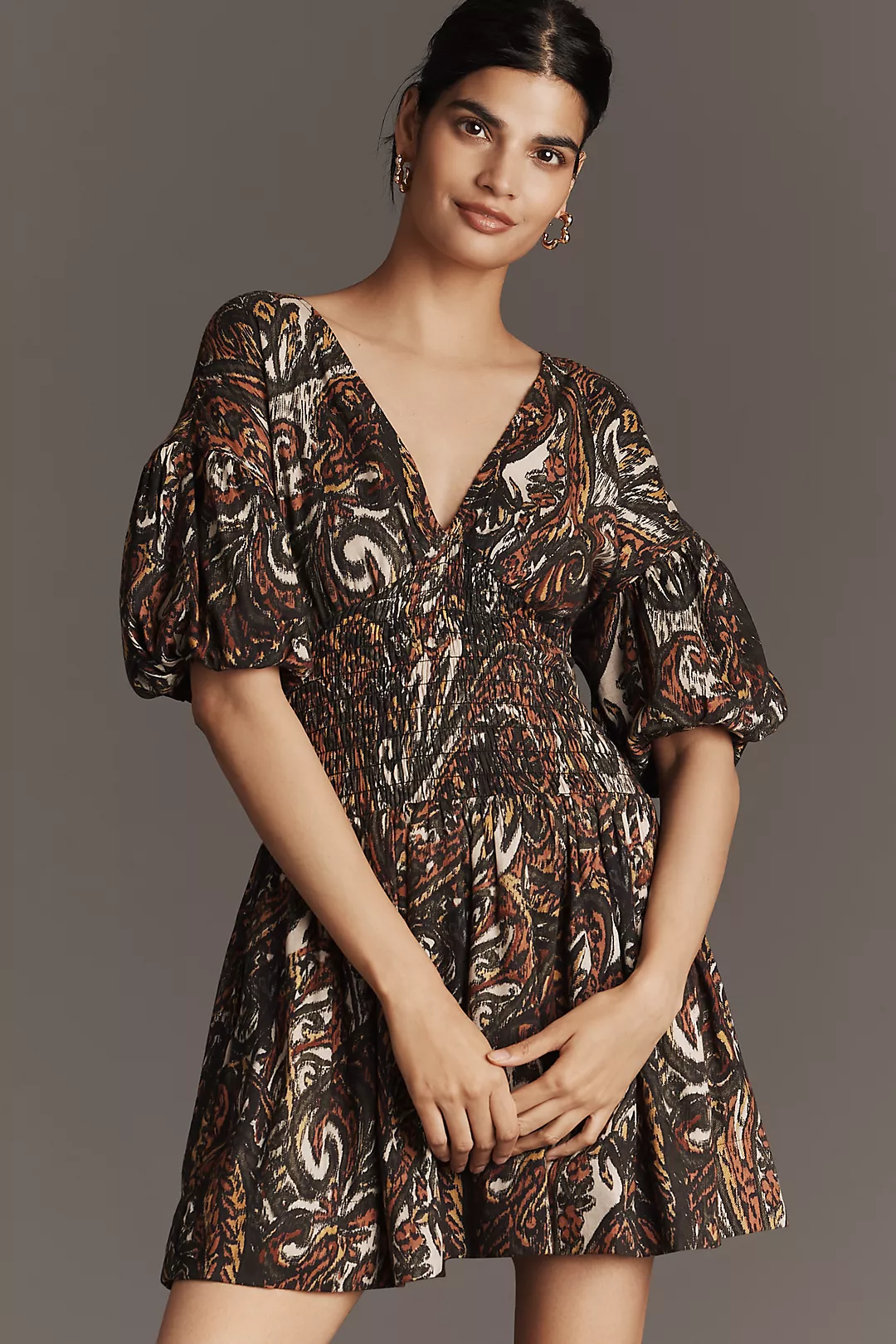 West of Brigitte Puff-Sleeve Mini Dress