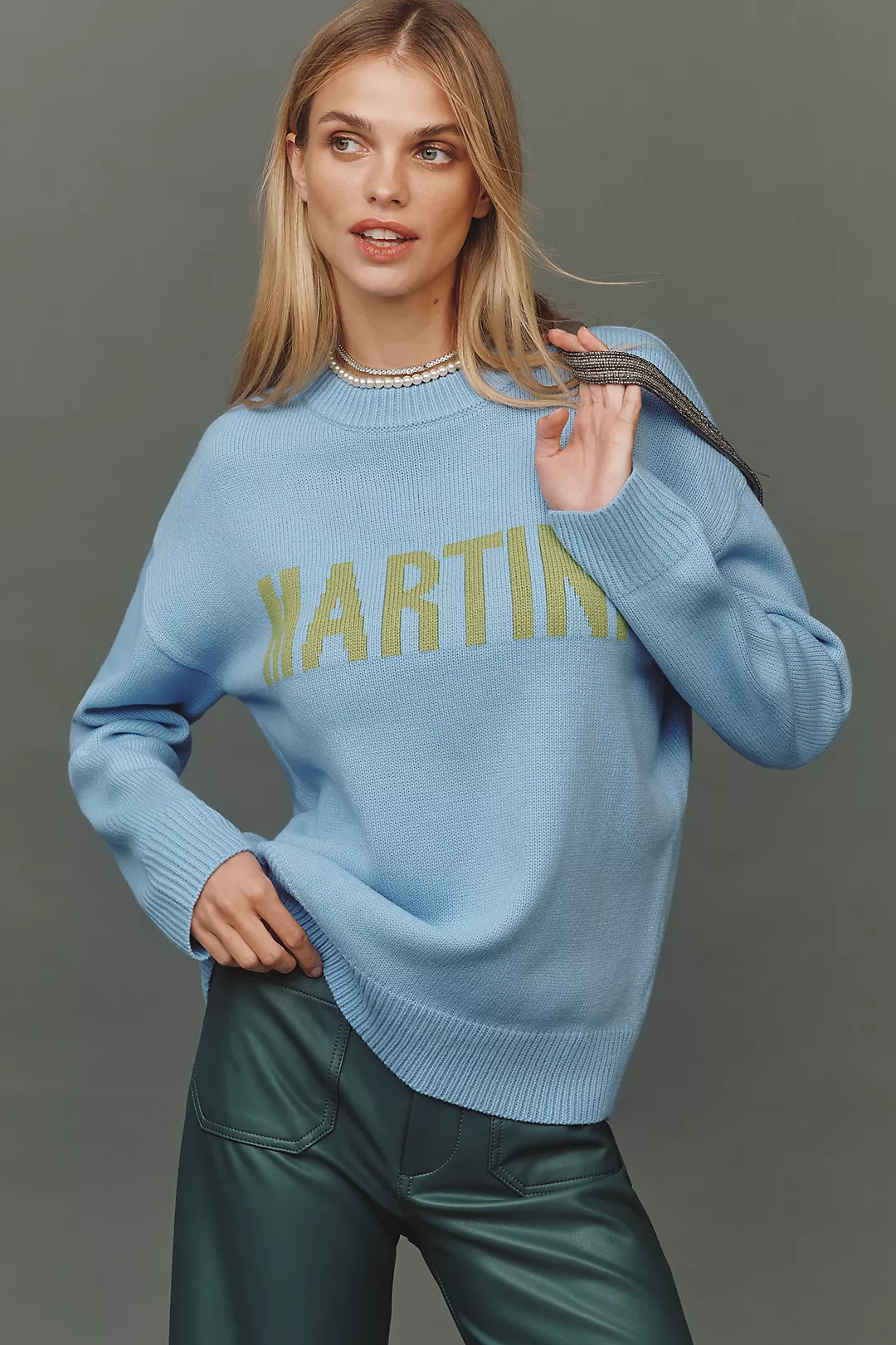 English Factory Ribbed Hem Graphic Sweater