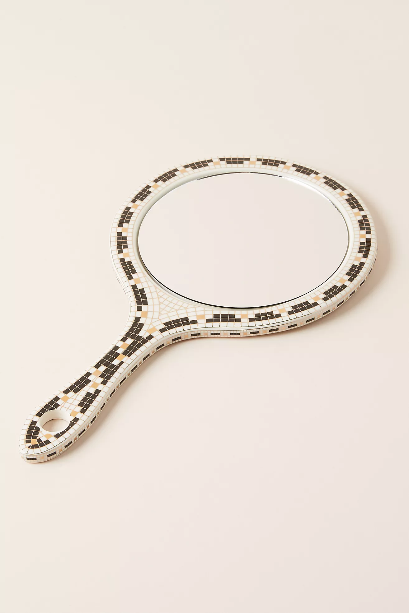 The Bistro Tile Stoneware Hand Mirror