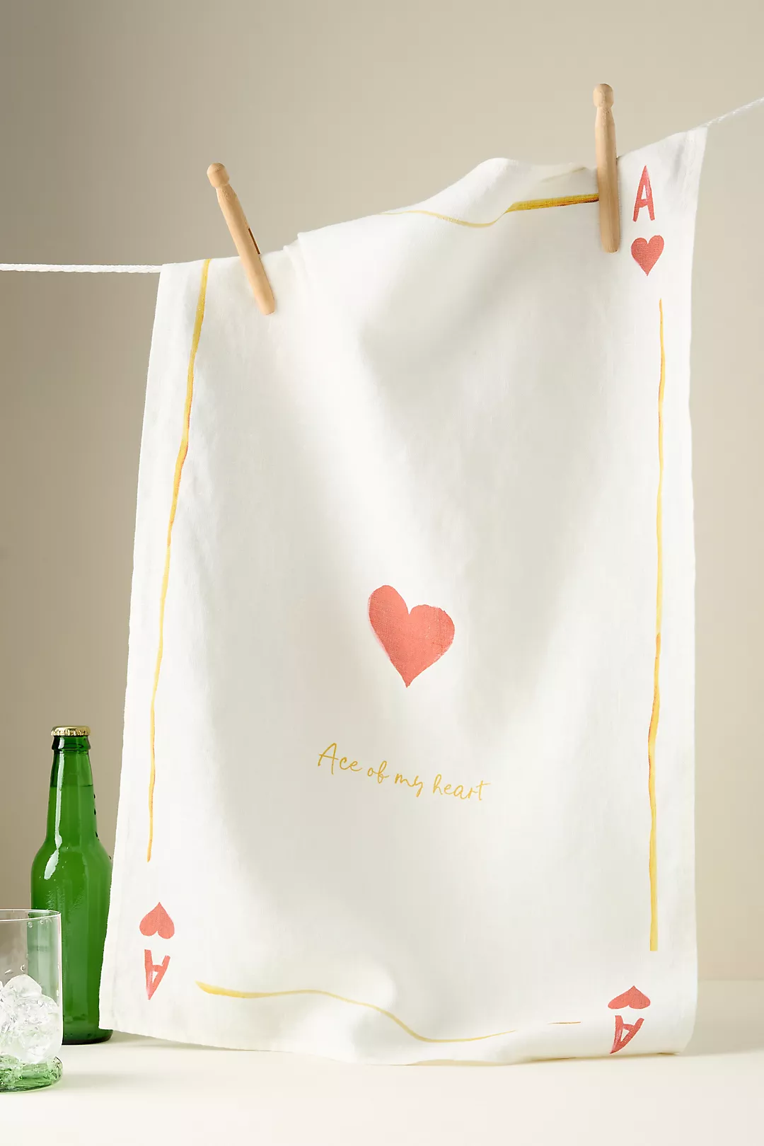 Dinette Ace of Hearts Linen Dish Towel