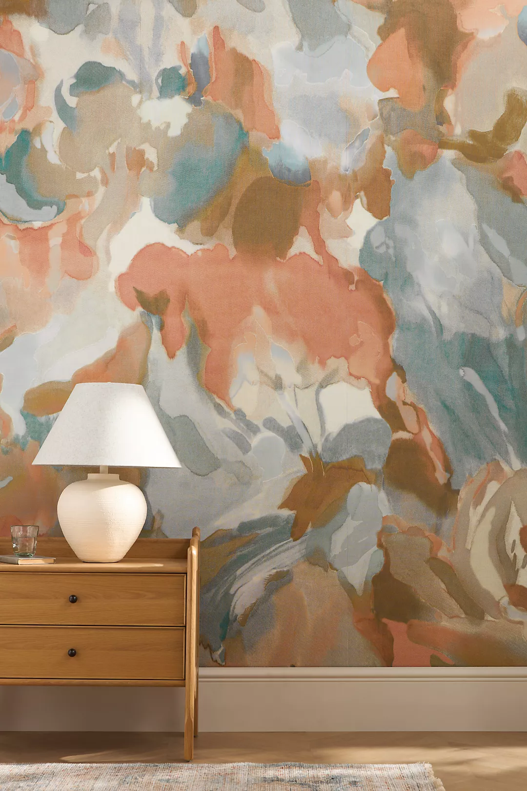 Foresta Abstract Baked Terracotta Cerulean Wallpaper