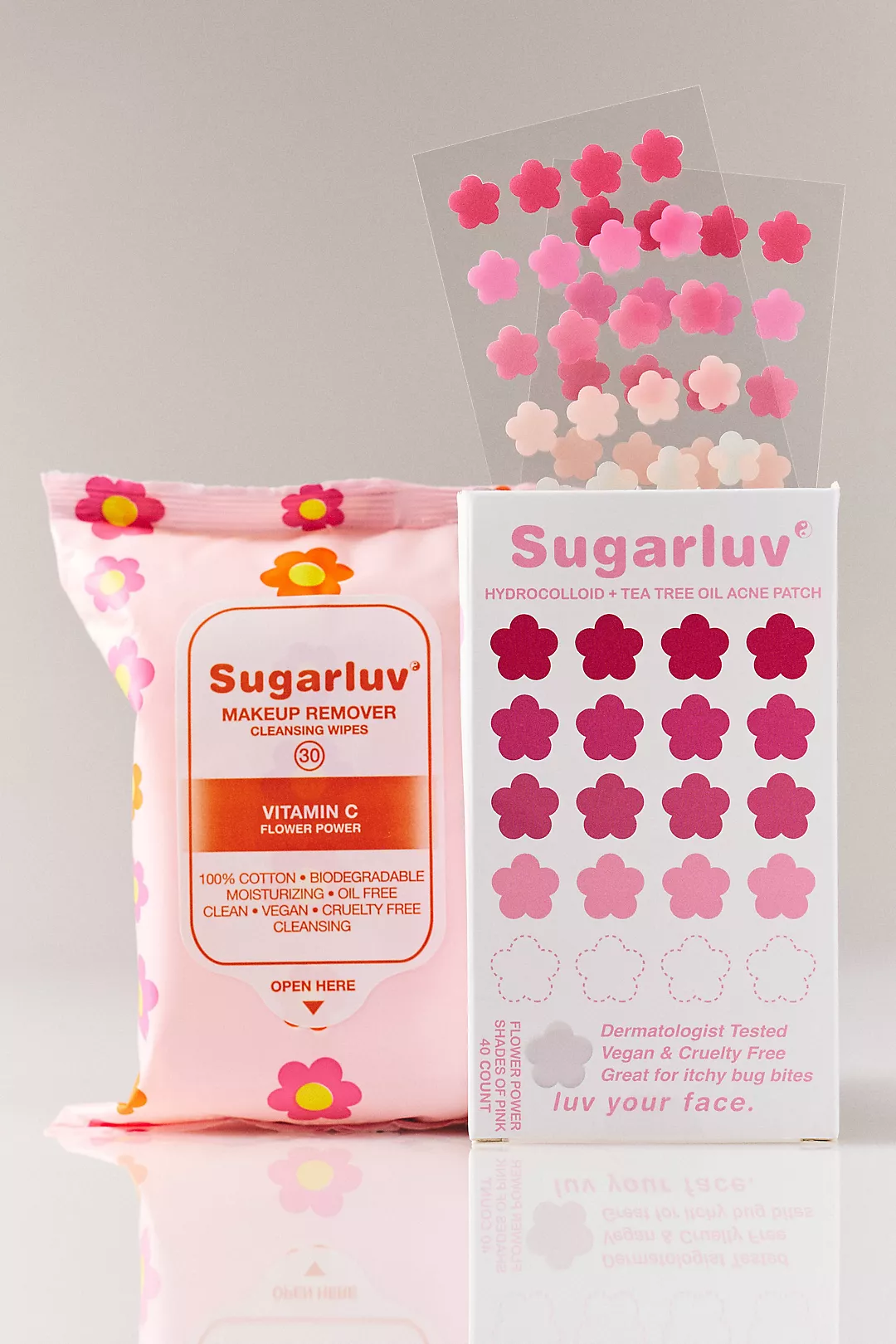 Sugarluv Vitamin C Facial Cleansing Wipes & Flower Hydrocolloid Acne Patch Duo