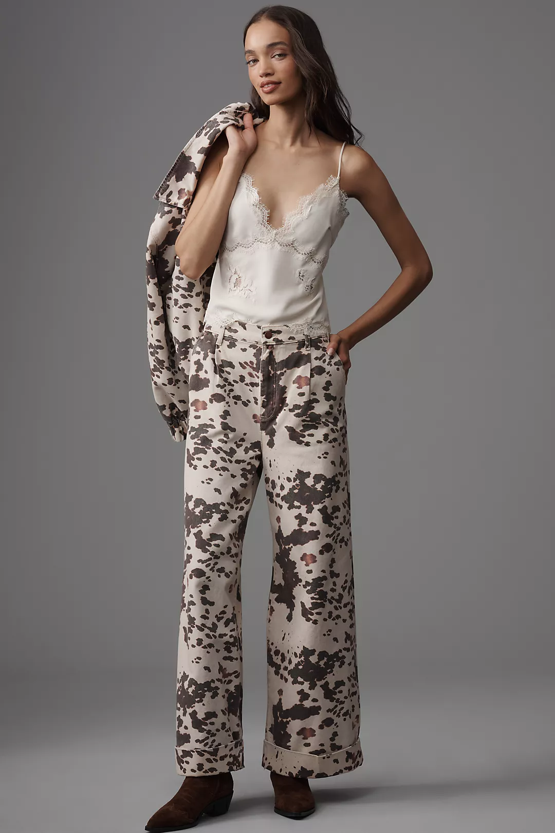 The Leon Double Hem High-Rise Wide-Leg Cuffed Jeans by Pilcro