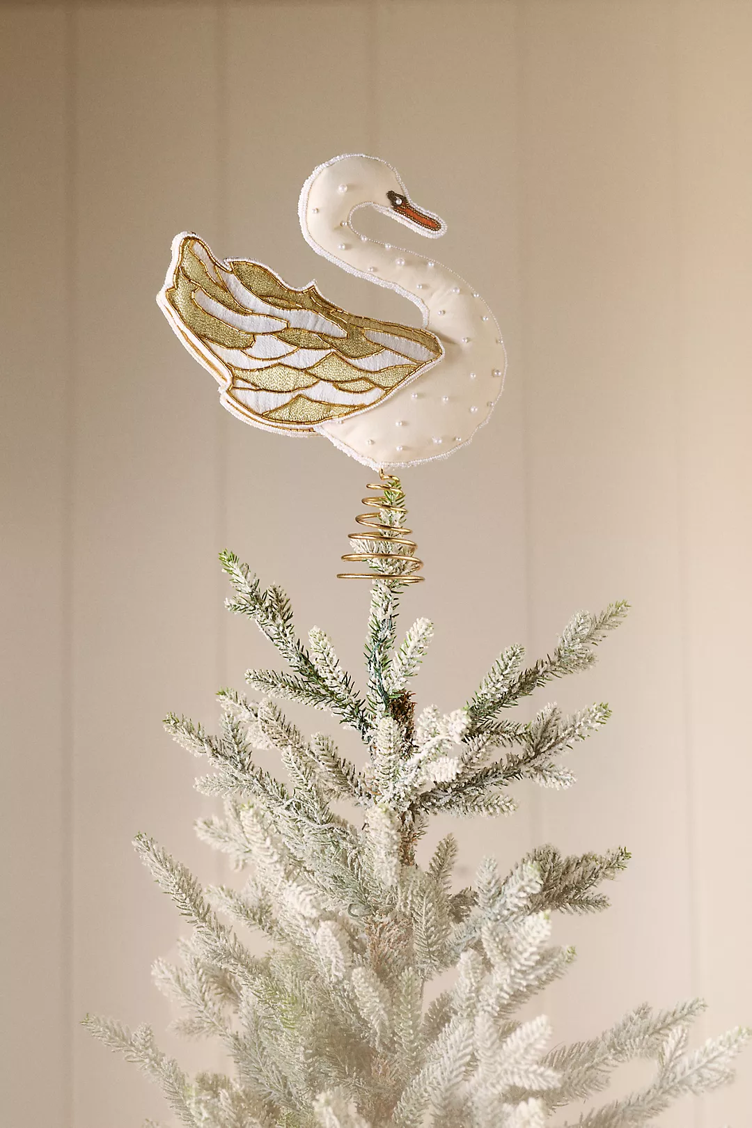 Embroidered Swan Tree Topper