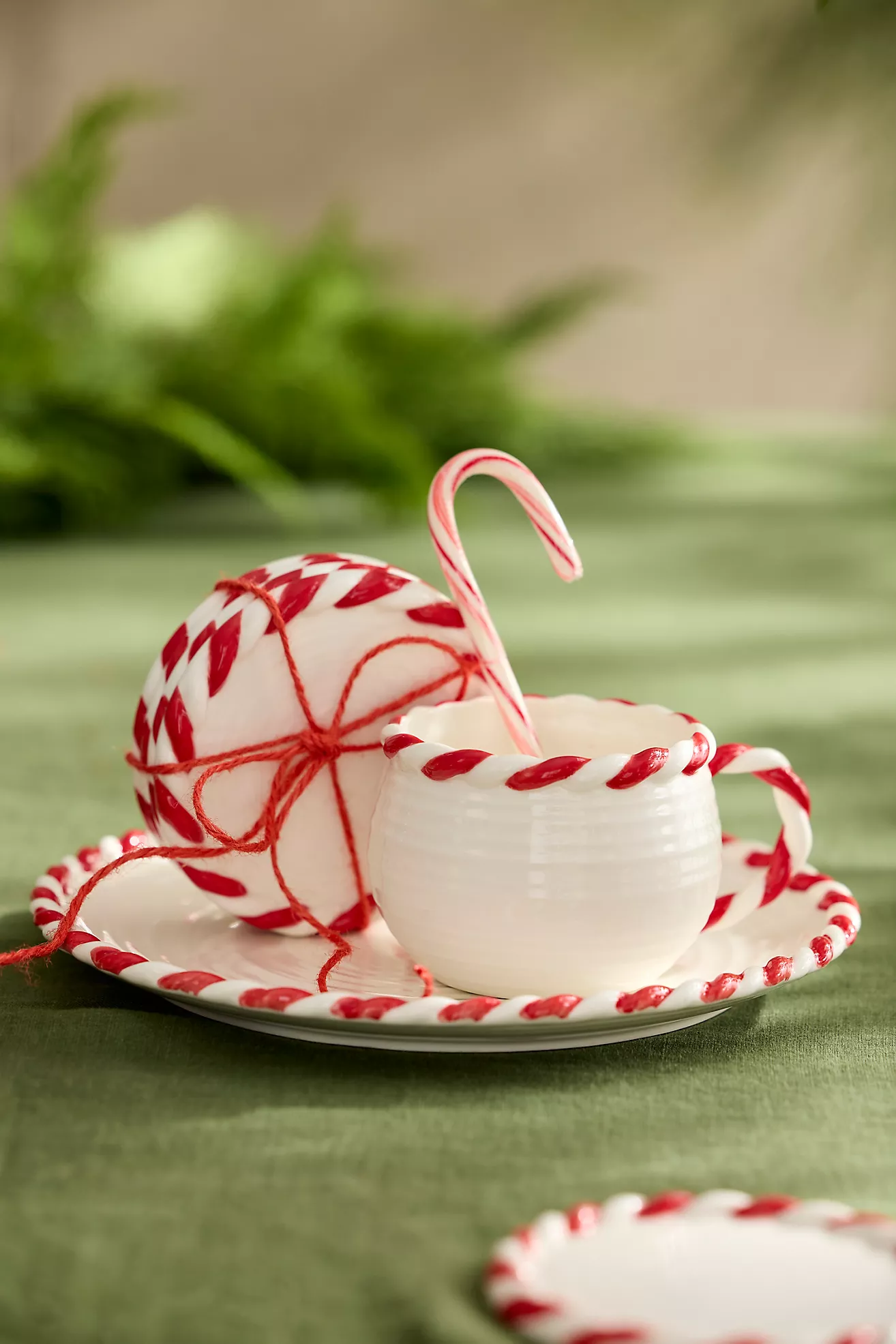 Candy Cane Ceramic Coasters, Set of 4