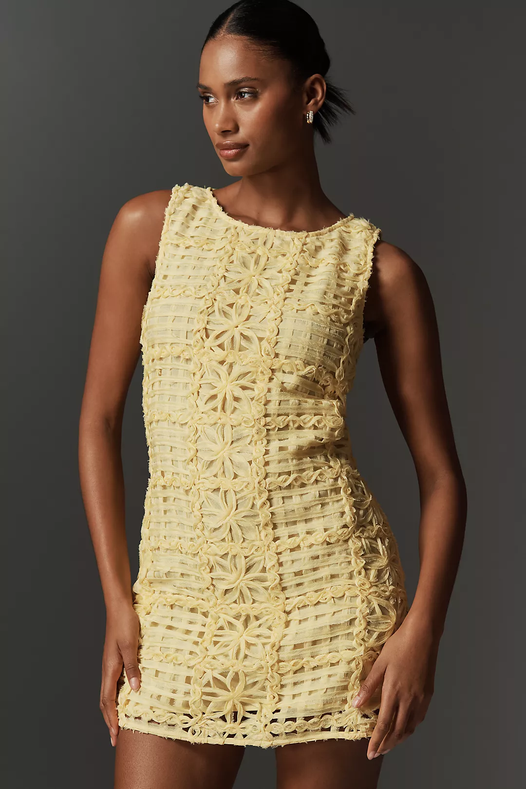 Endless Rose Sleeveless Lace Crew-Neck Mini Dress