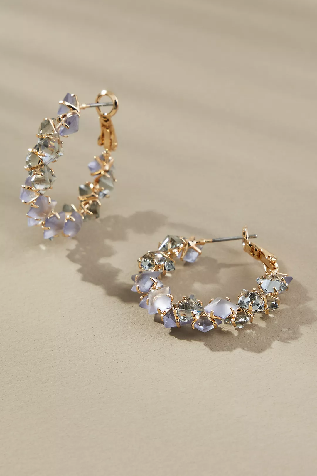 Stone Cluster Hoop Earrings