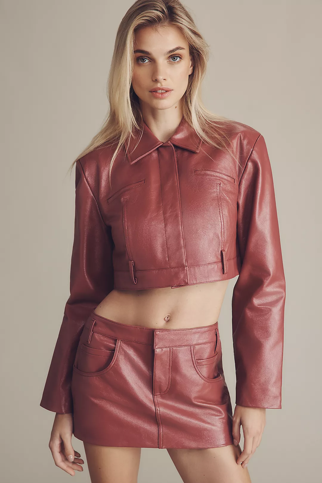 Lamarque Gia Cropped Leather Jacket