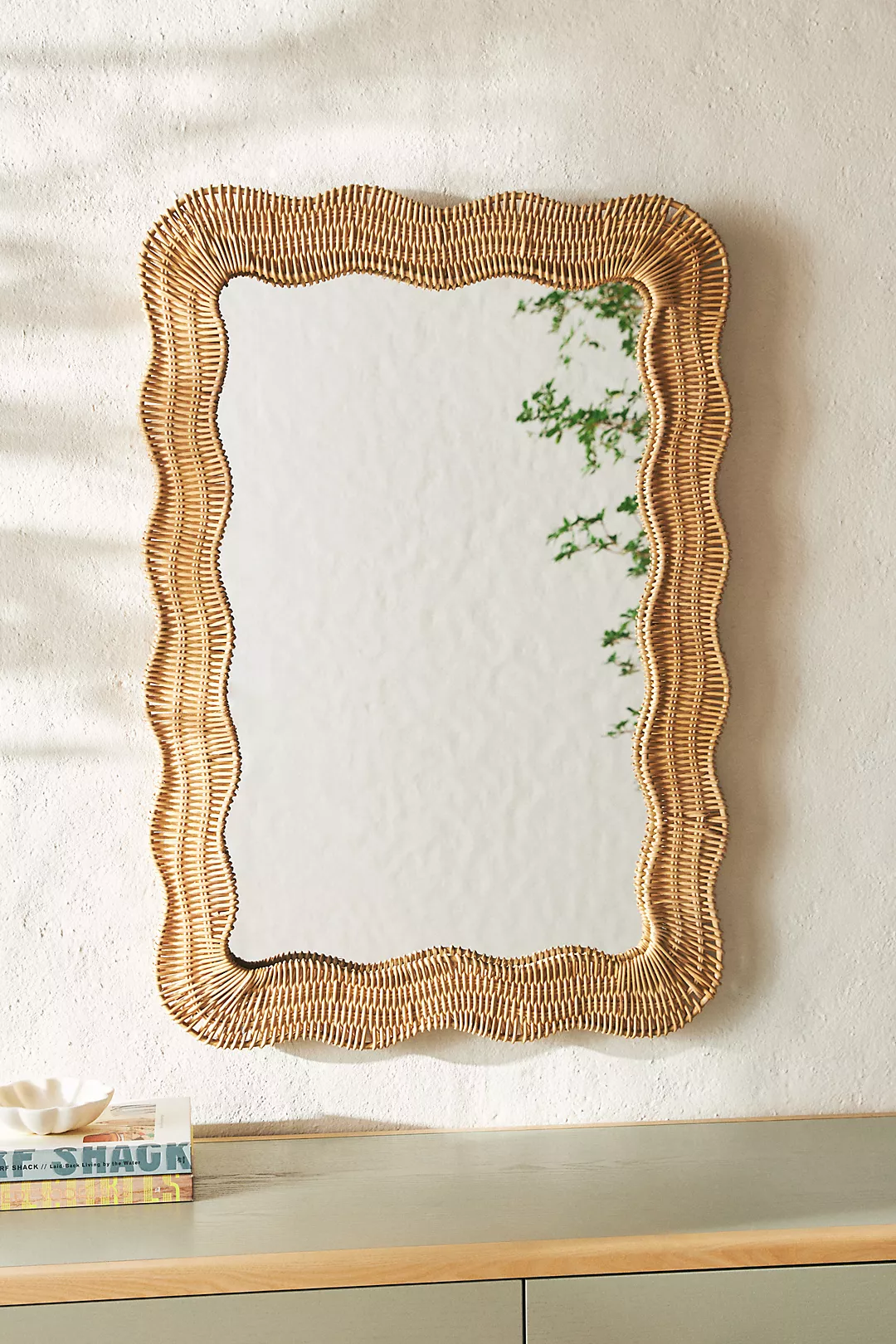 Linden Scalloped Handmade Rattan Wall Mirror