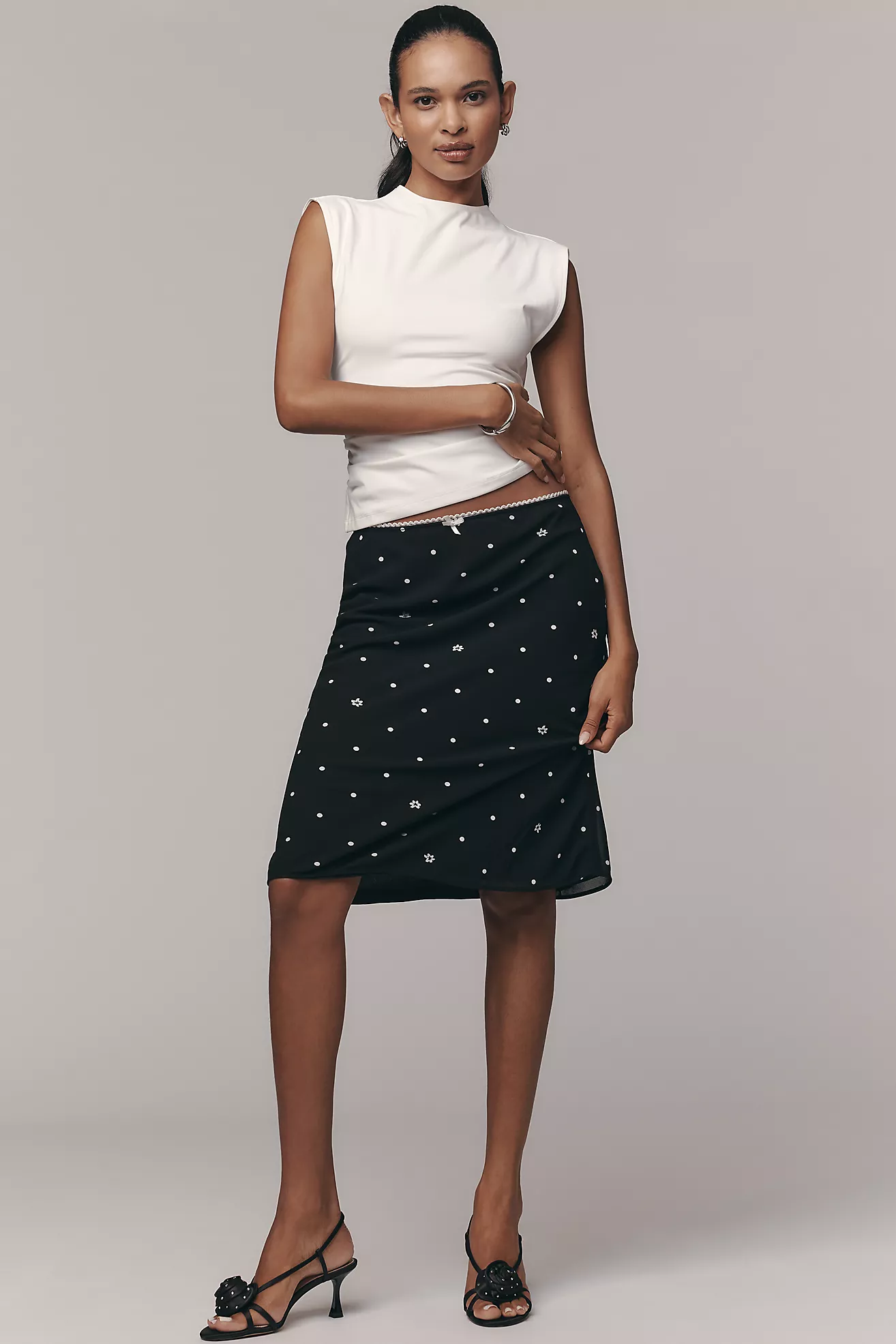 LyreBird Printed Midi Slip Skirt