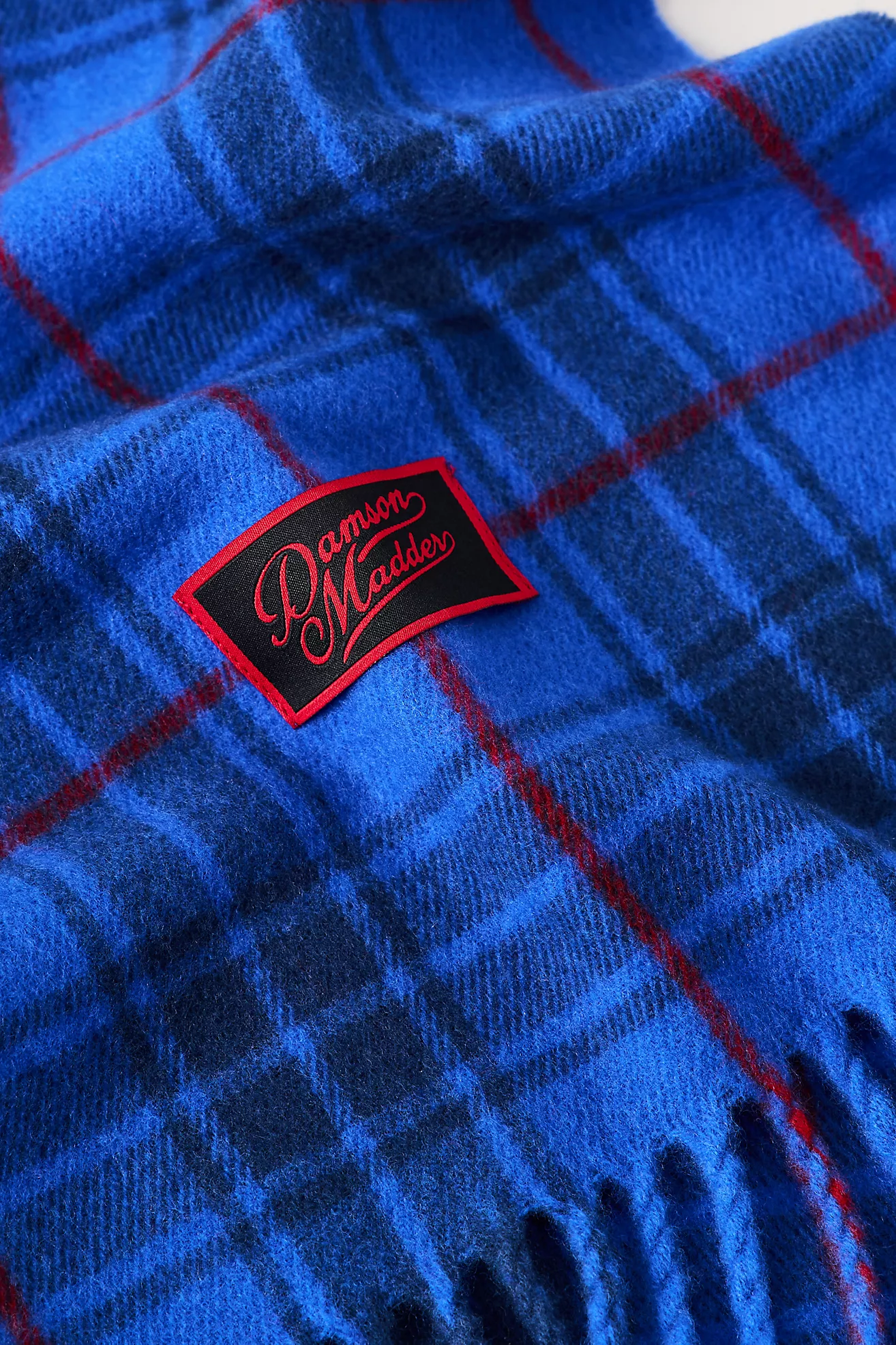 Damson Madder Plaid Fringe Scarf