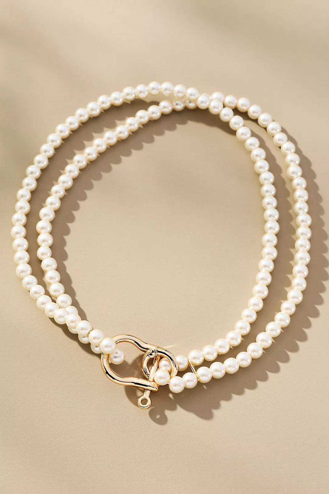 Chunky Link Lock Pearl Necklace