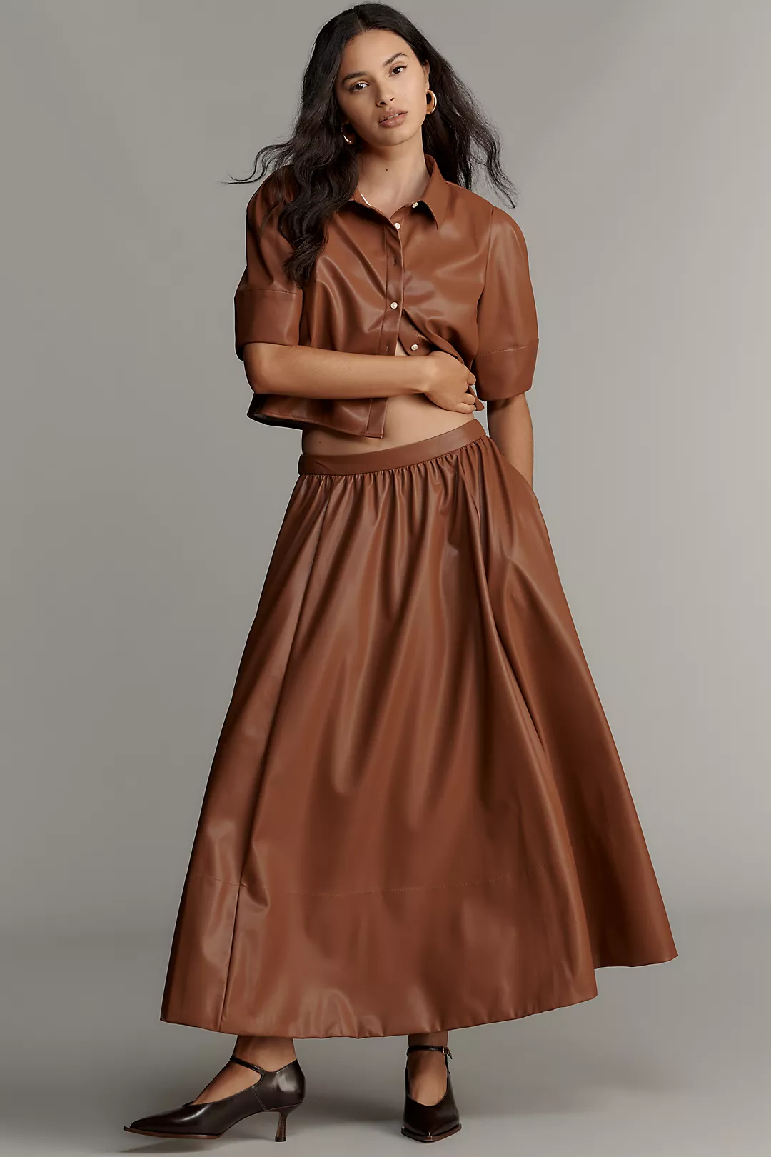 Maeve Faux-Leather Full Maxi Skirt