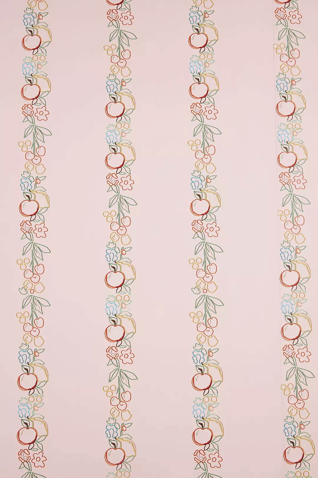 Lingua Franca Embroidered Fruit Vines Floral Wallpaper