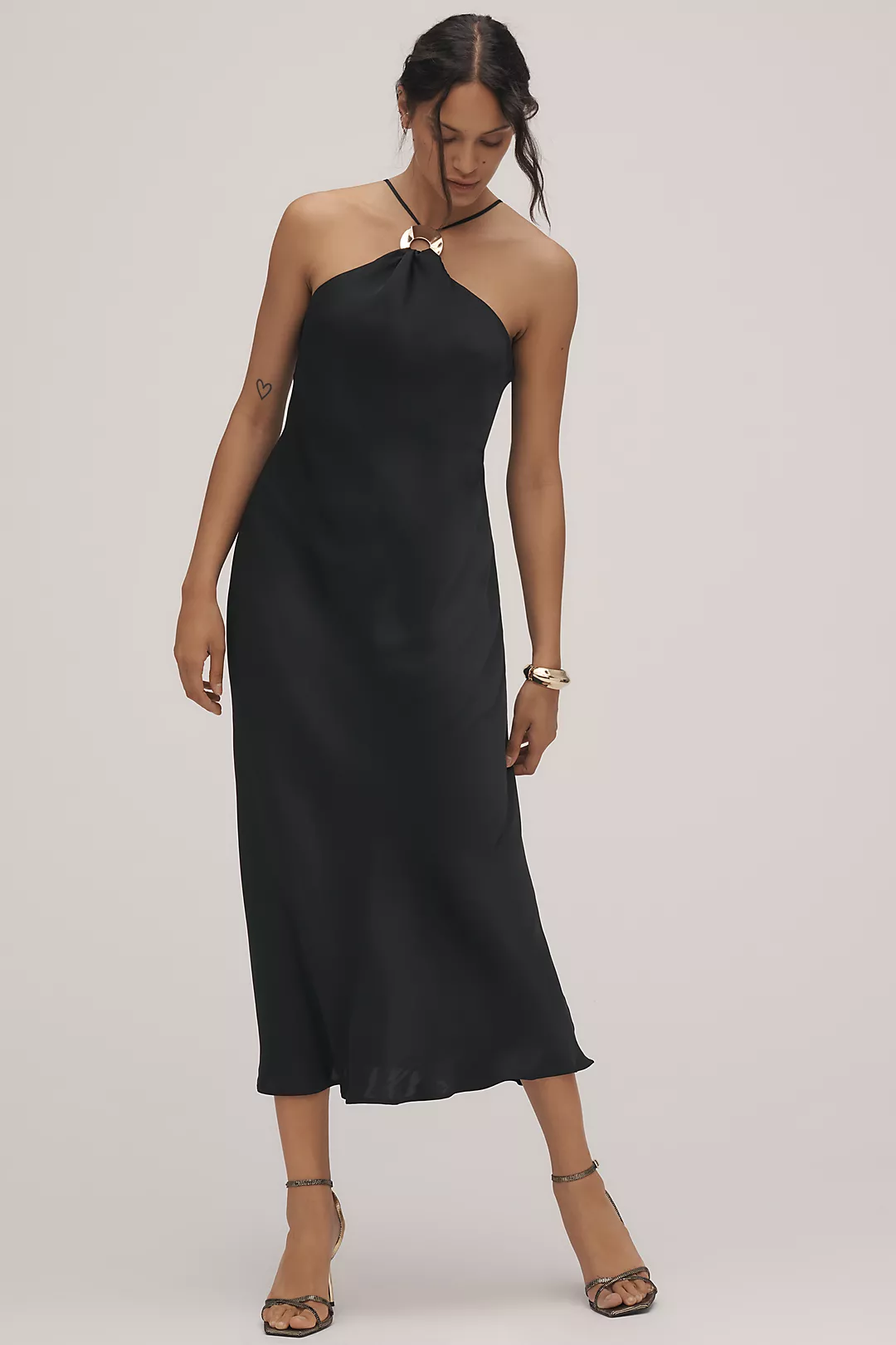 By Anthropologie Halter Slip Midi Dress