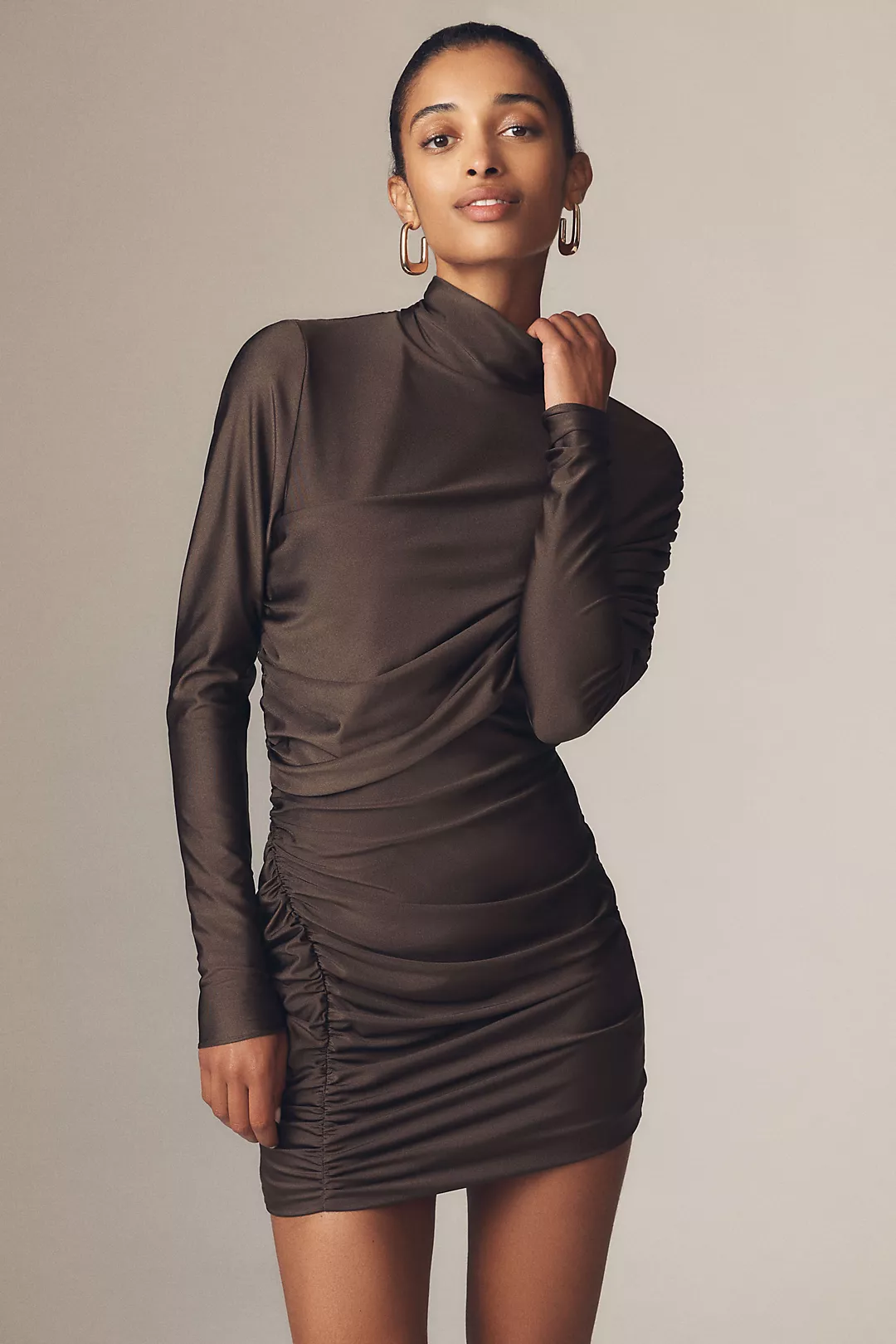 ET OCHS Fallon Long-Sleeve Mock-Neck Mini Dress