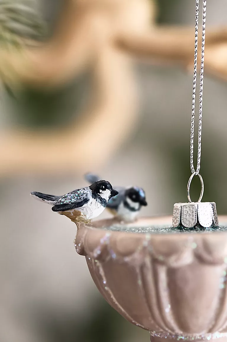Bird Bath Glass Ornament