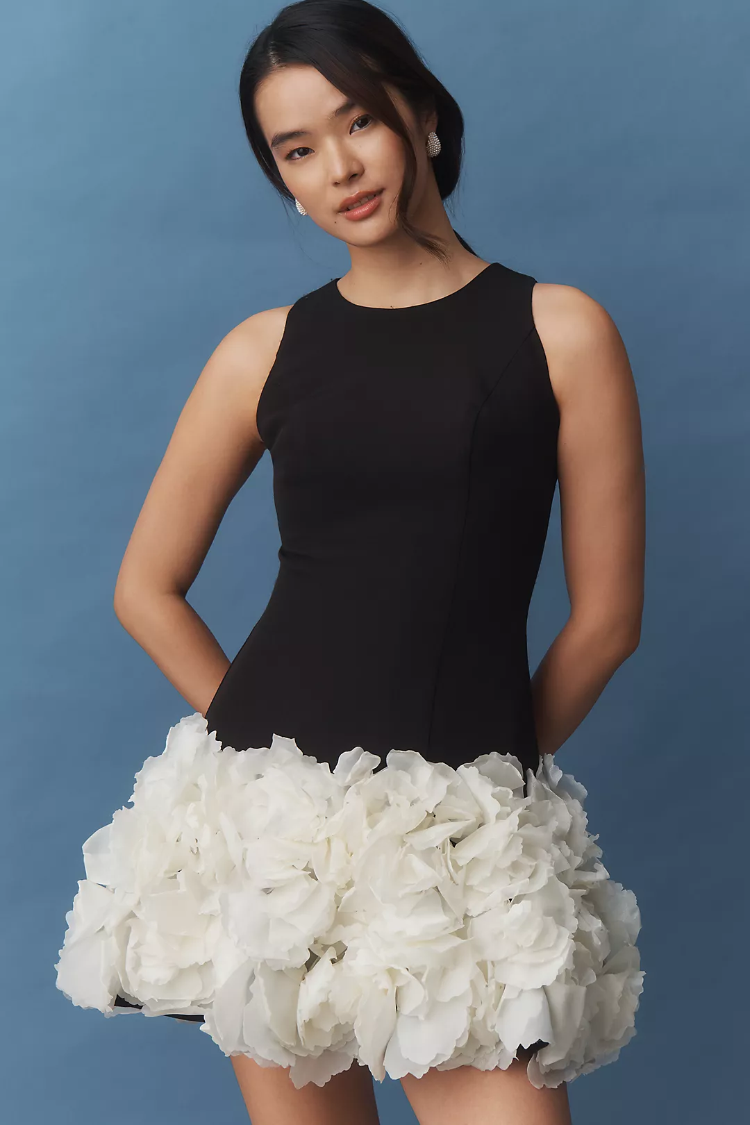 Mag Duggal Drop-Waist Ruffle Mini Dress