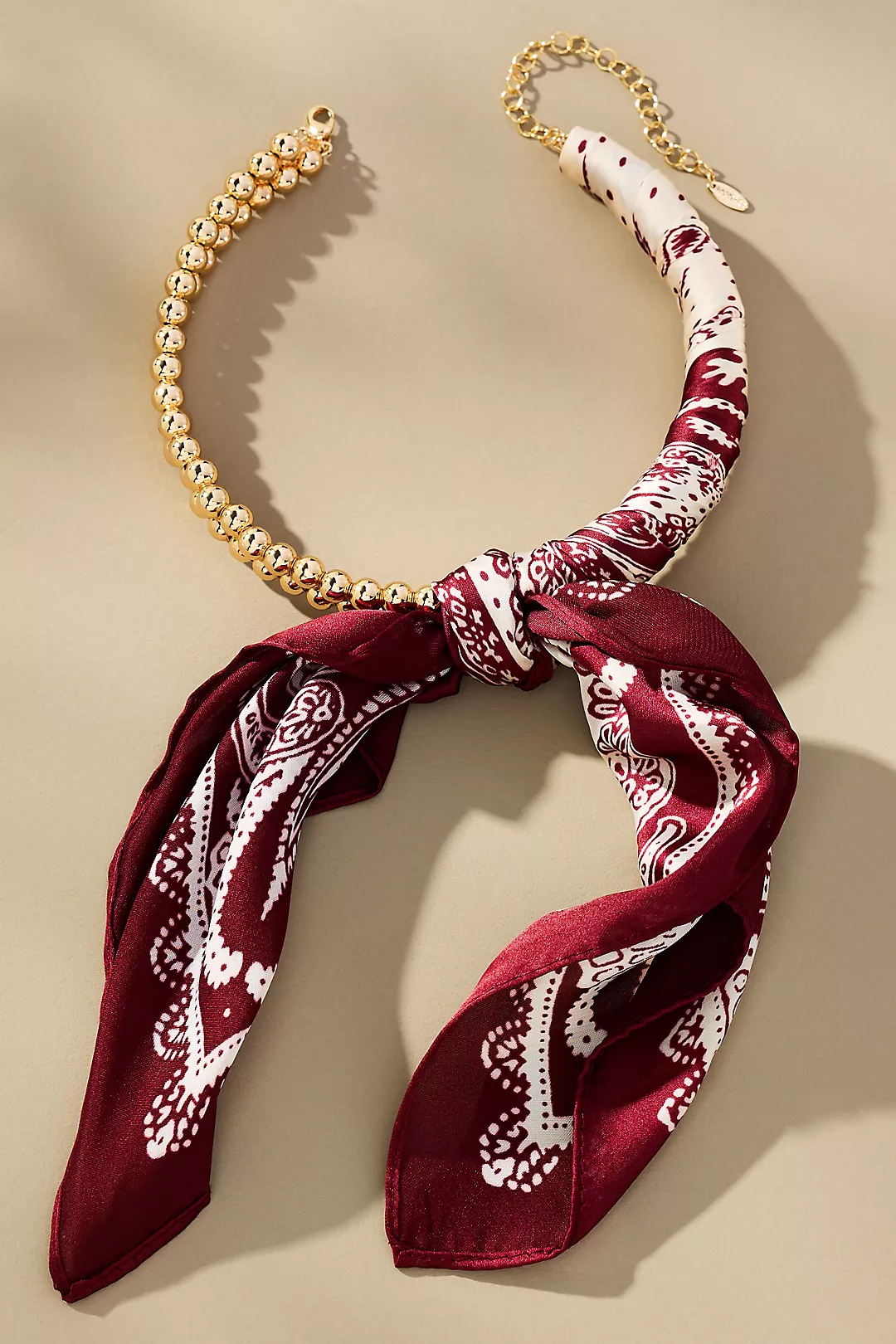Beaded Silk Scarf Collar Necklace
