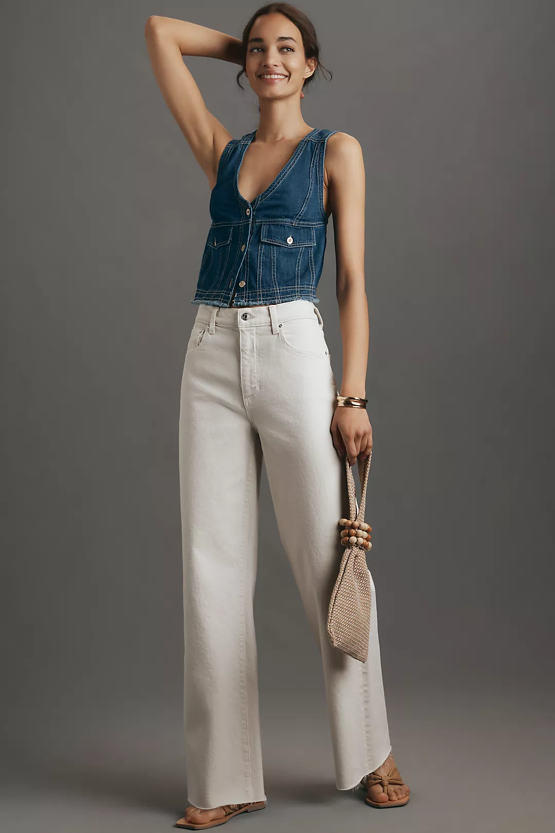 LE JEAN Column High-Rise Straight-Leg Jeans