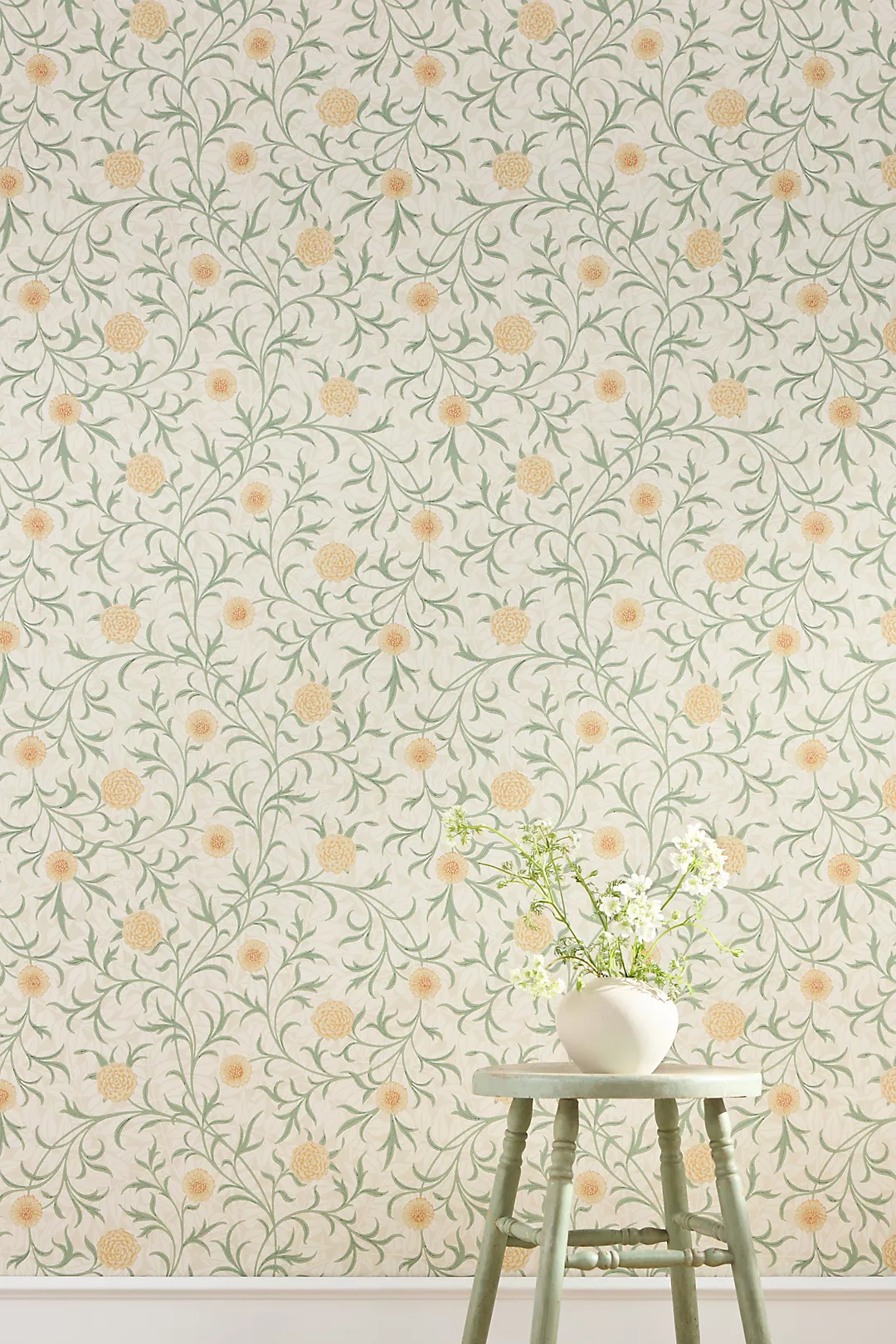 Scroll Leaves & Trees Thyme Pear Wallpaper