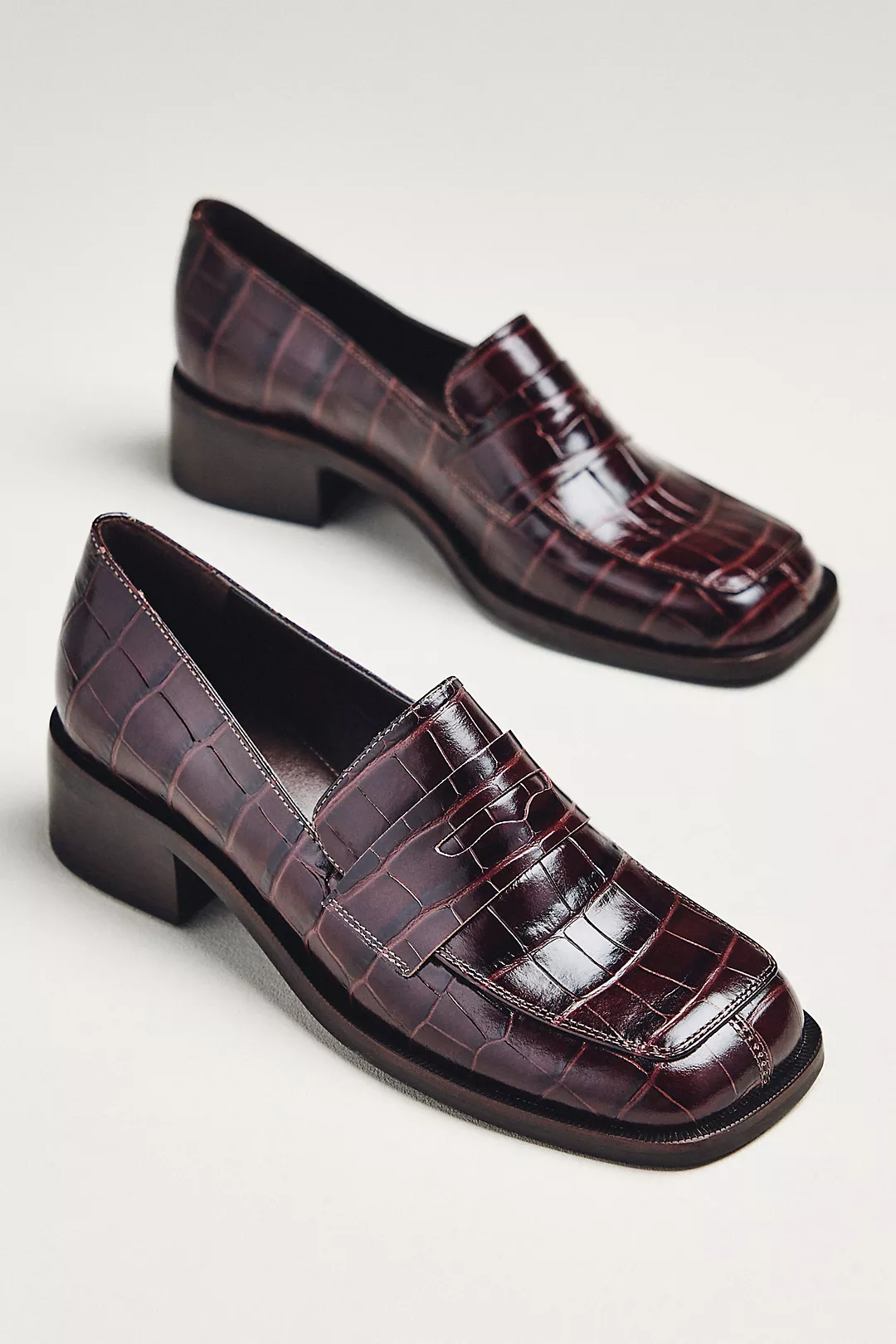 Maeve Square-Toe Loafer Heels