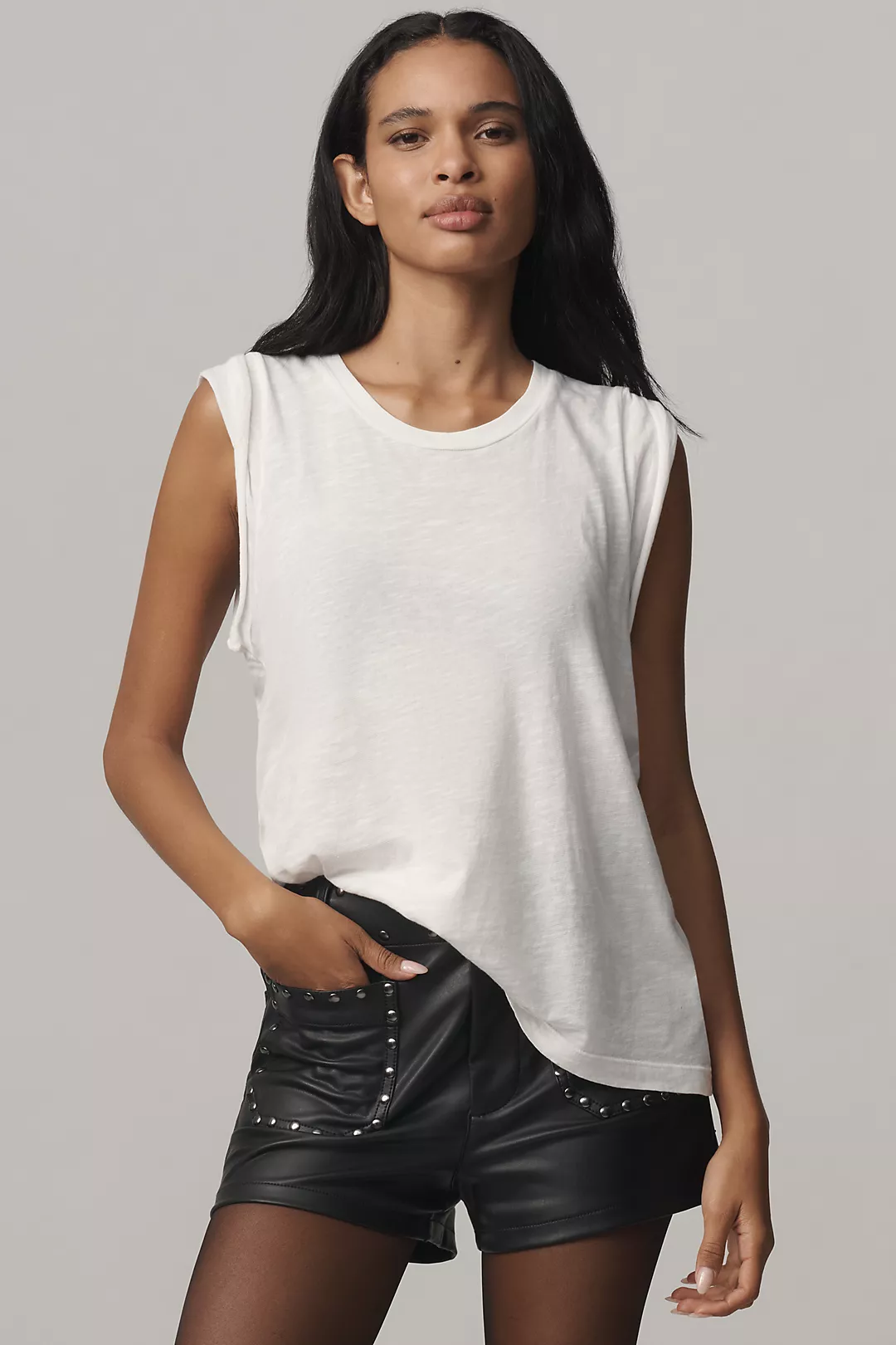 The Colette Studded Faux Leather Shorts