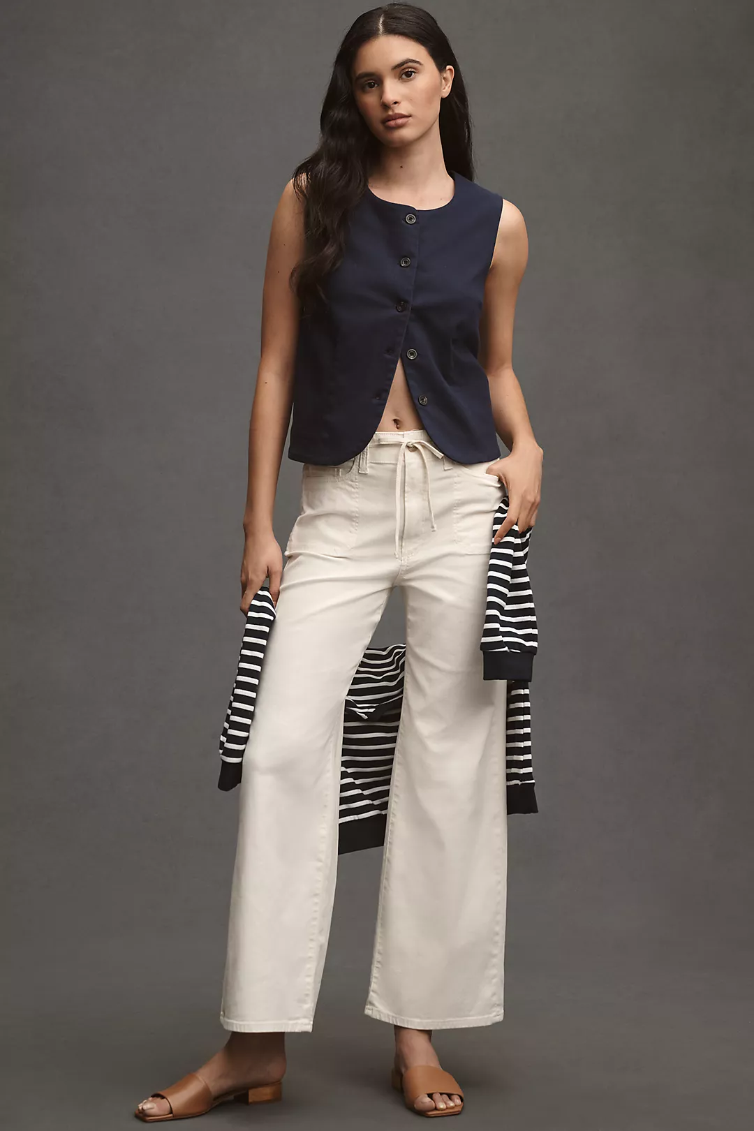 PAIGE Ari High-Rise Wide-Leg Tie-Waist Jeans