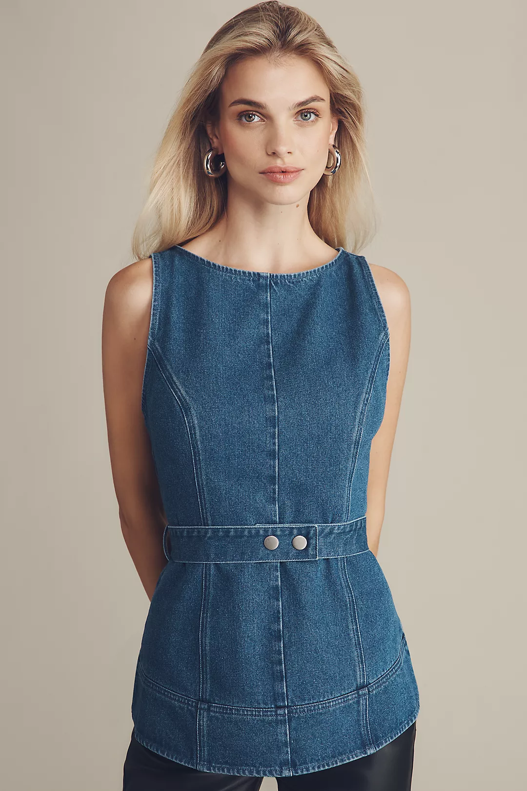 Mare Mare Sleeveless Denim Belted Top