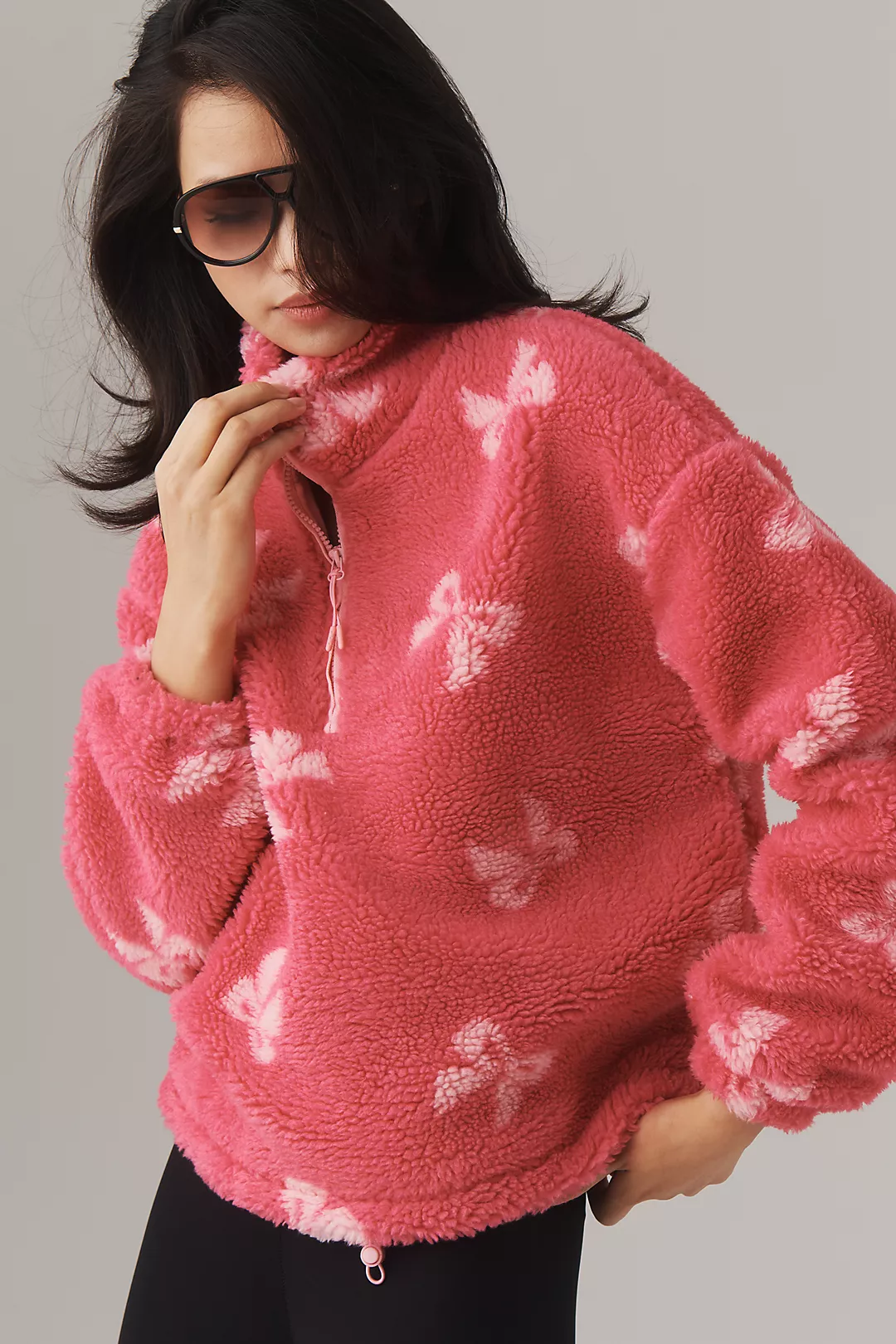 Beach Riot Leona Slopes Sherpa Quarter-Zip Pullover