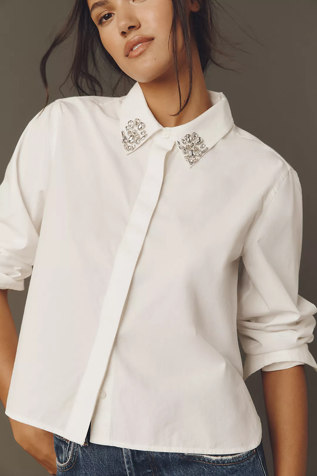MOTHER The Honor Embellished Buttondown Shirt