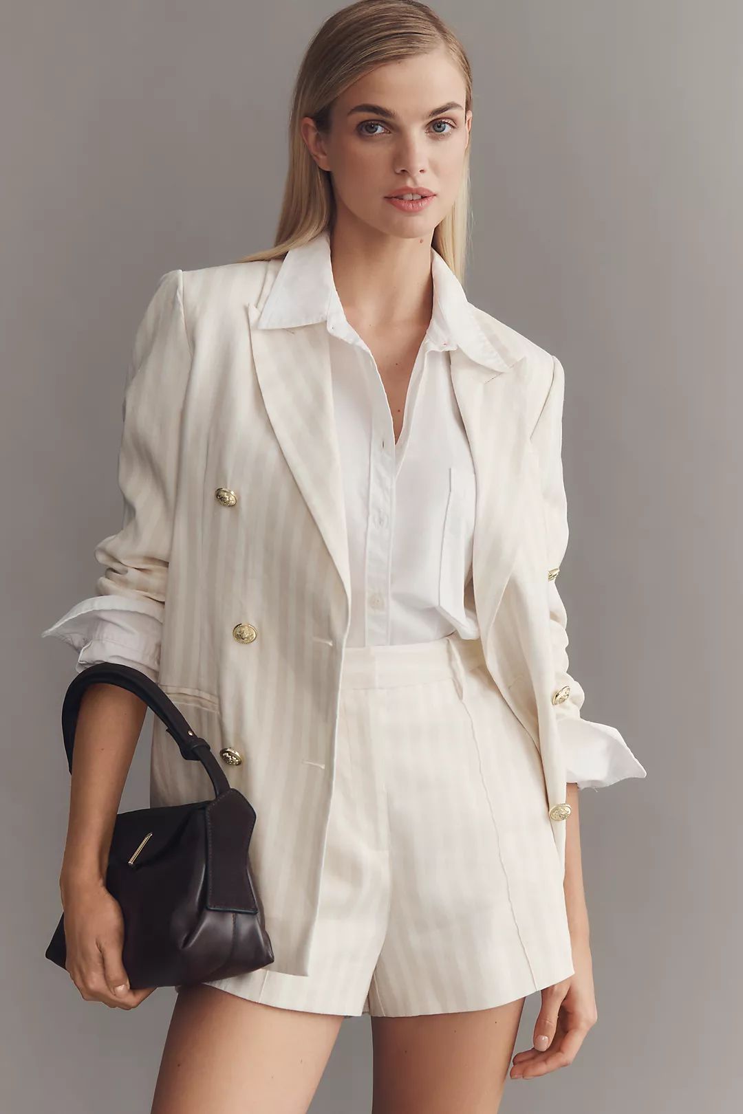 Derek Lam 10 Crosby Walter Linen Blend Double-Breasted Blazer