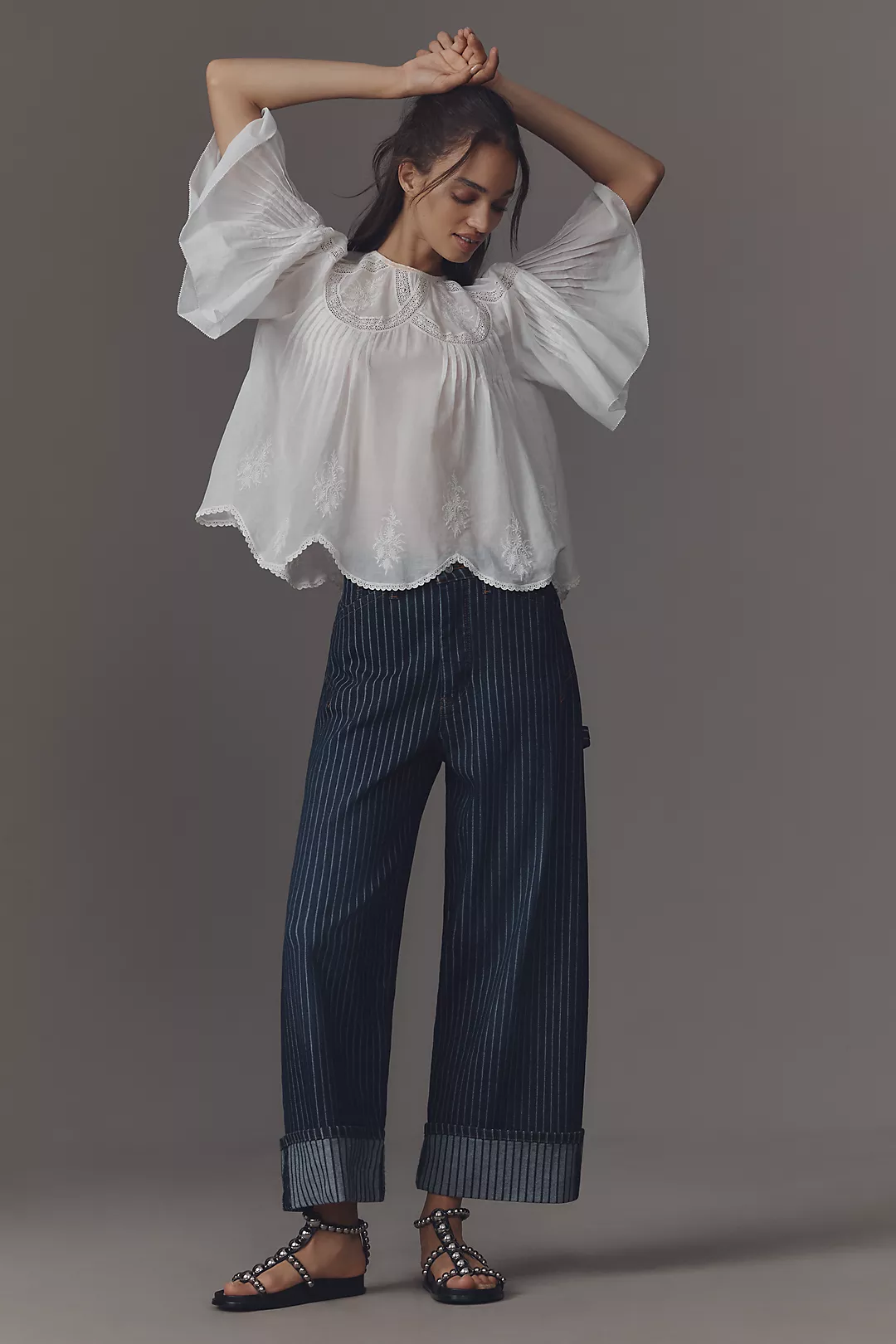 The Kayden Railroad Stripe Barrel Carpenter Jeans by Pilcro