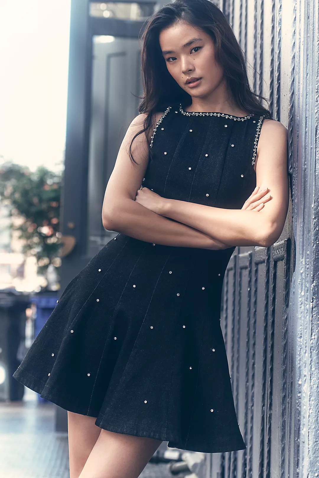 En Saison Leah Embellished Fit & Flare Mini Dress