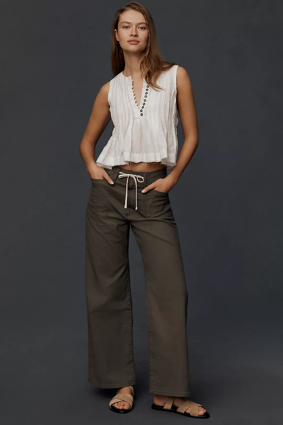 PAIGE Ari Tie-Waist High-Rise Wide-Leg Jeans