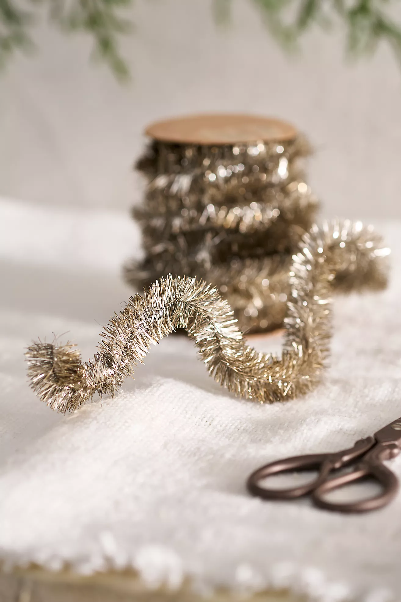 Antique Silver Tinsel Ribbon