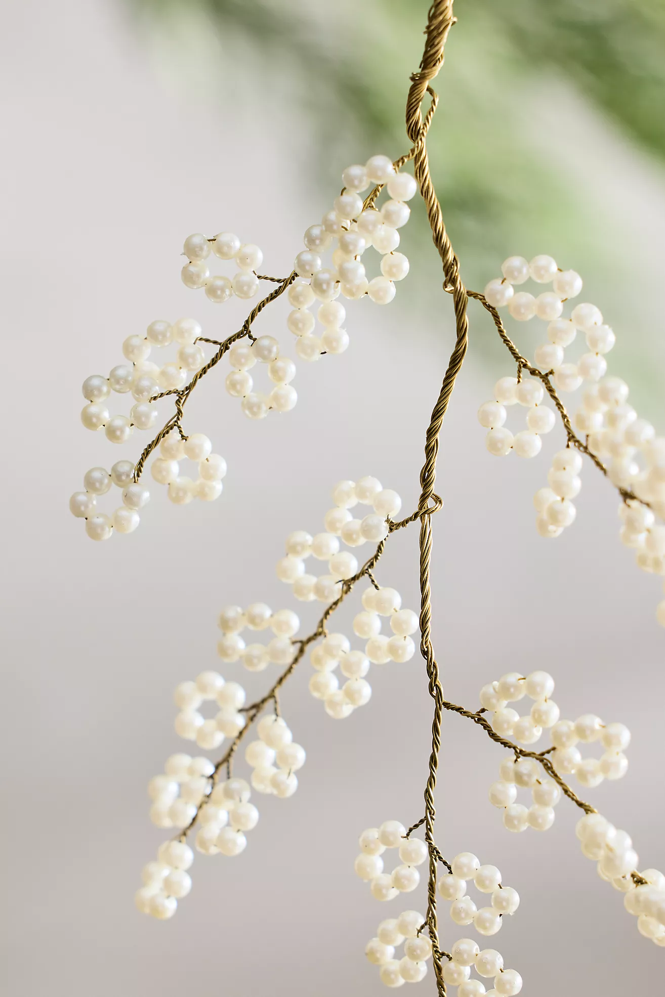 Beaded Floral Branch Ornaments, Set of 2