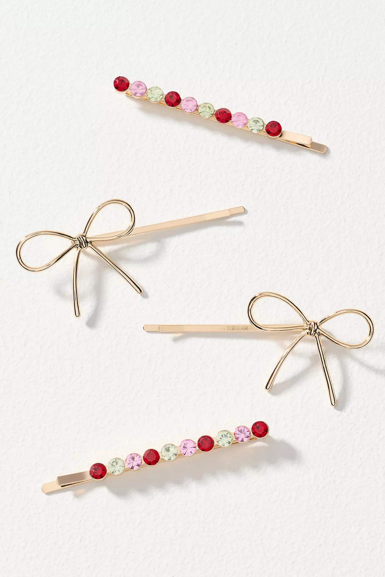 KITSCH Gem & Bow Bobby Pins, Set of 4