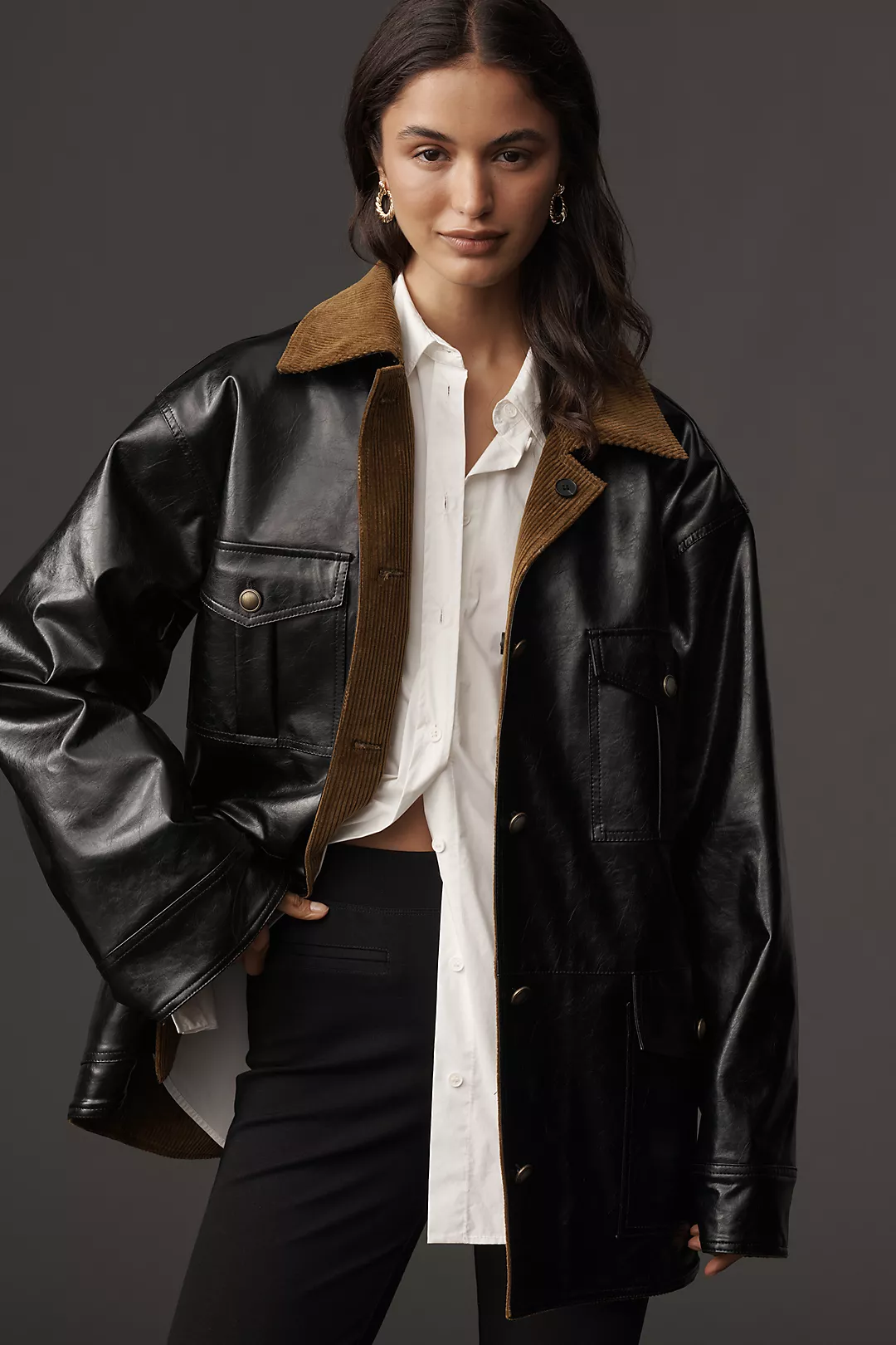 Maeve Patent Chore Jacket