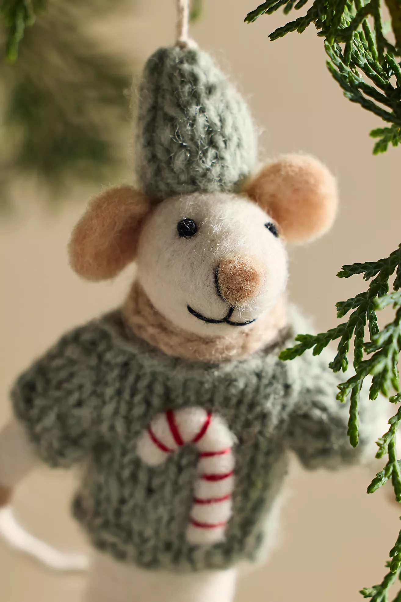 Holiday Icon Mice Felt Critter Ornaments, Set of 4