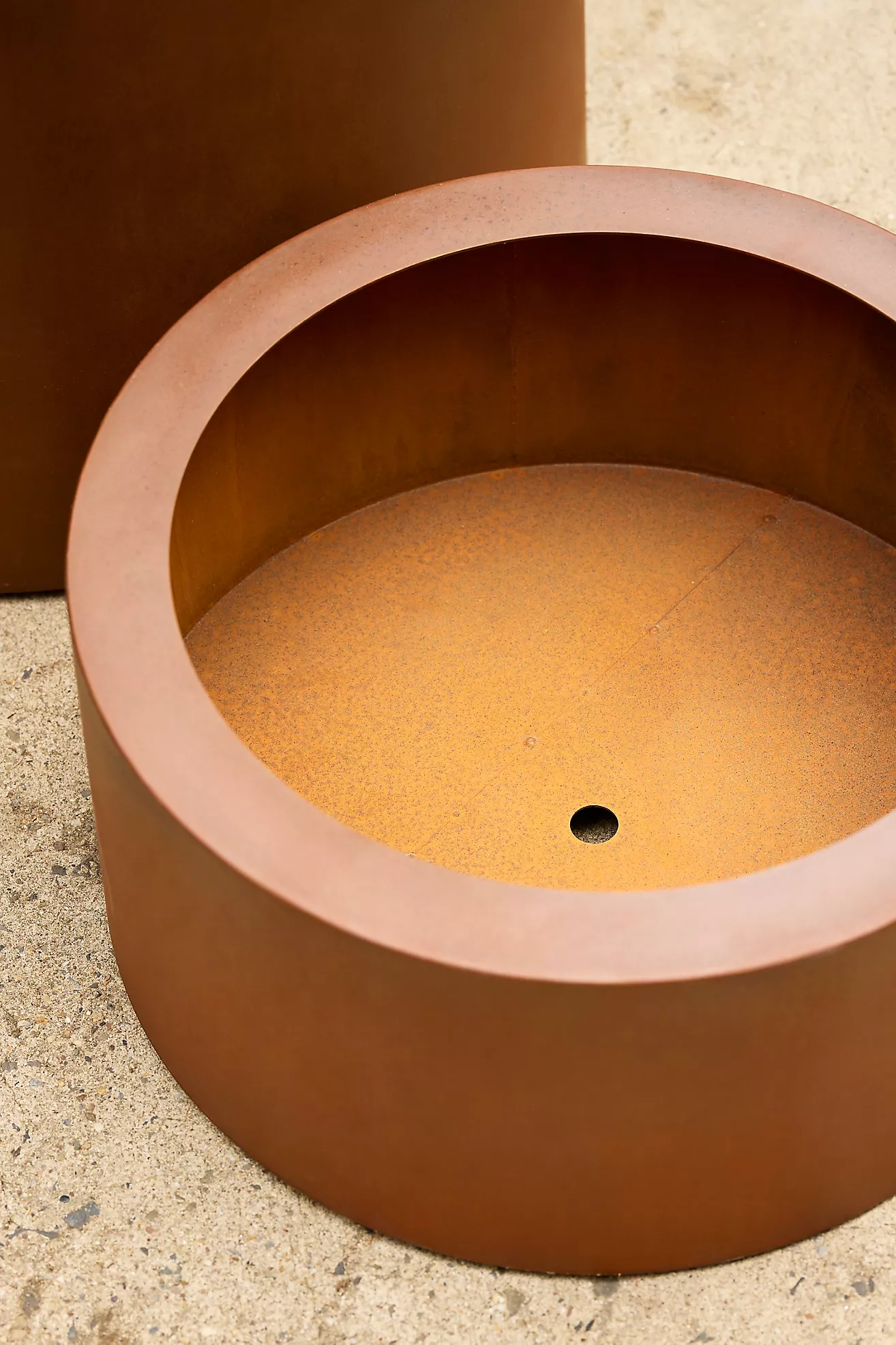Weathering Steel Cylinder Planter