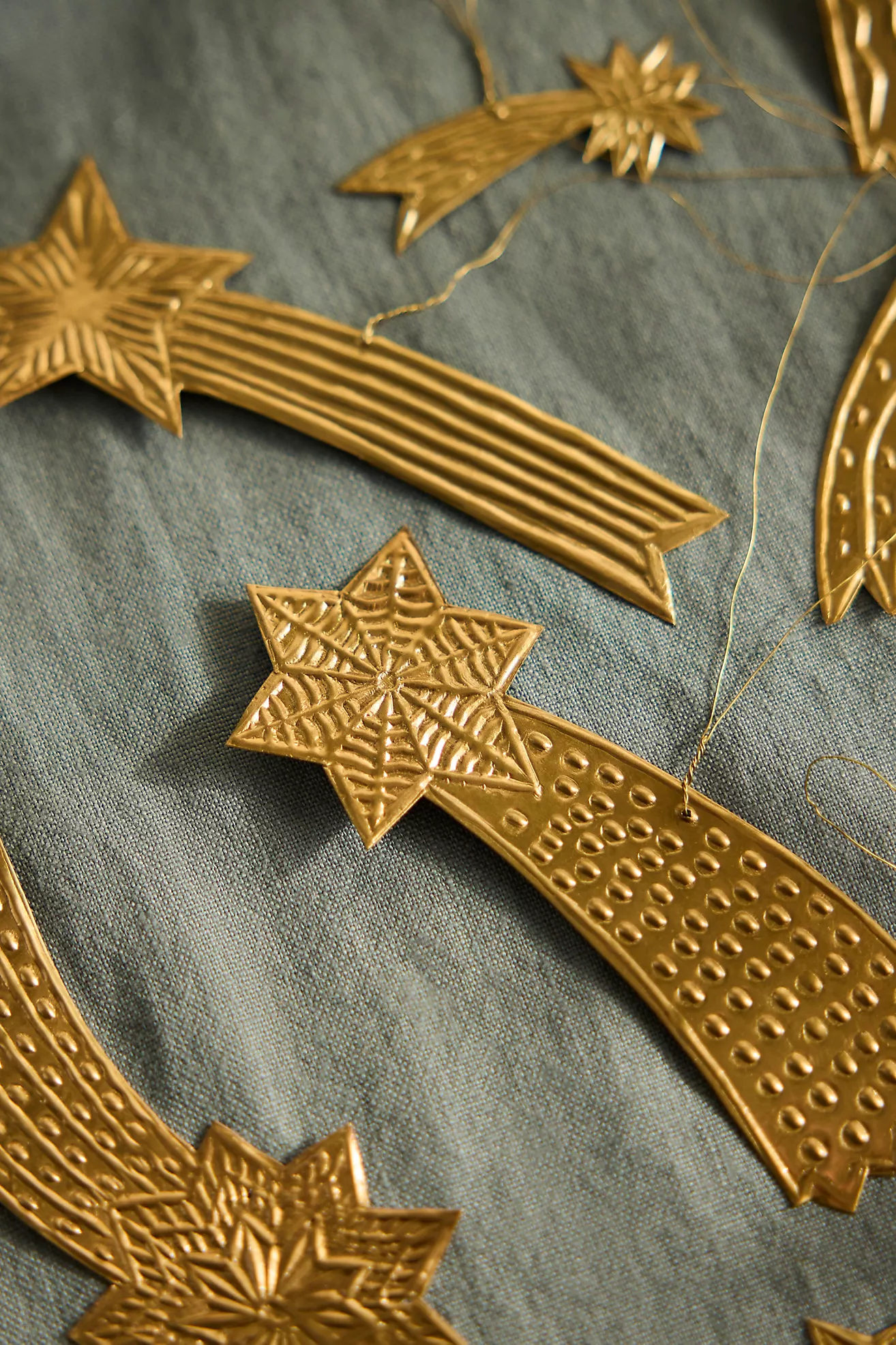 Brass Shooting Star Ornaments, Set of 12