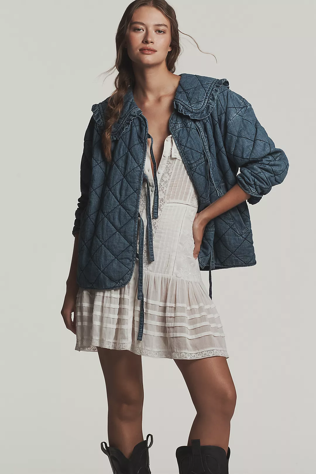 The Hazel Quilted Chambray Jacket by Maeve