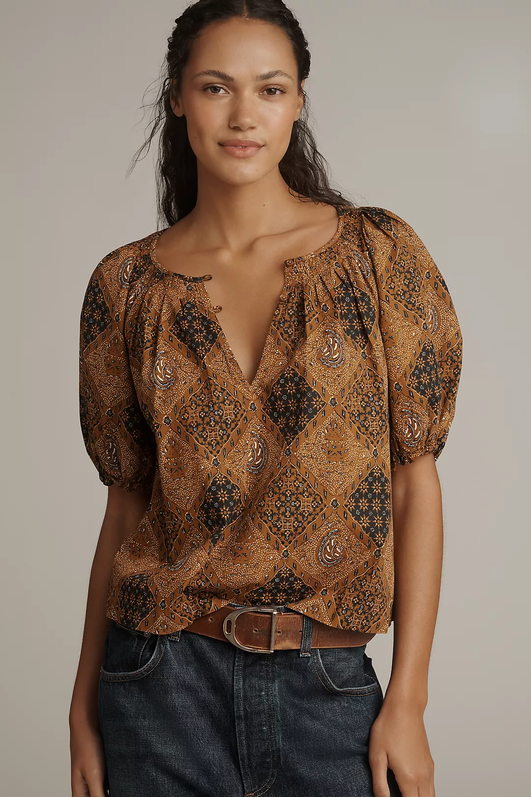 THE GREAT. Moorland Puff-Sleeve Top