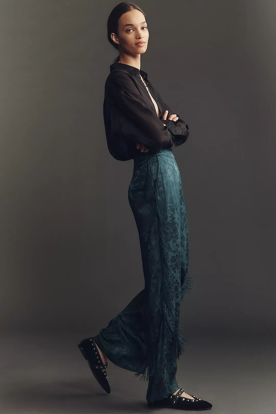 By Anthropologie Patterned Fringe Trouser Pants