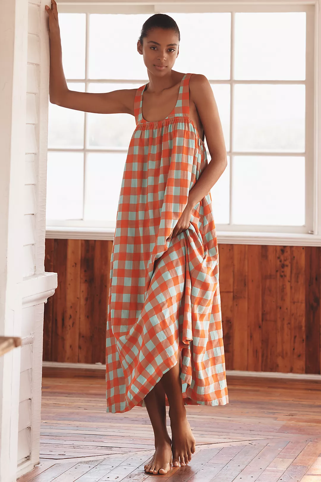 By Anthropologie Tie-Back Midi Apron Nap Dress