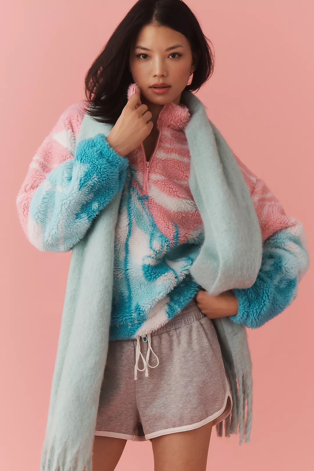 Beach Riot Leona Slopes Sherpa Quarter-Zip Pullover