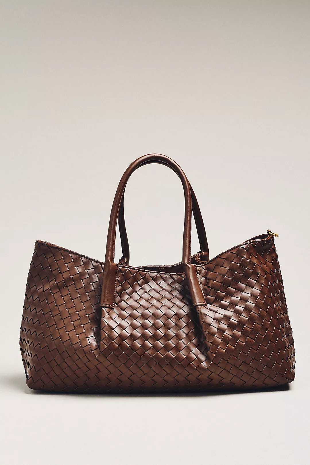 Woven Faux-Leather Tote