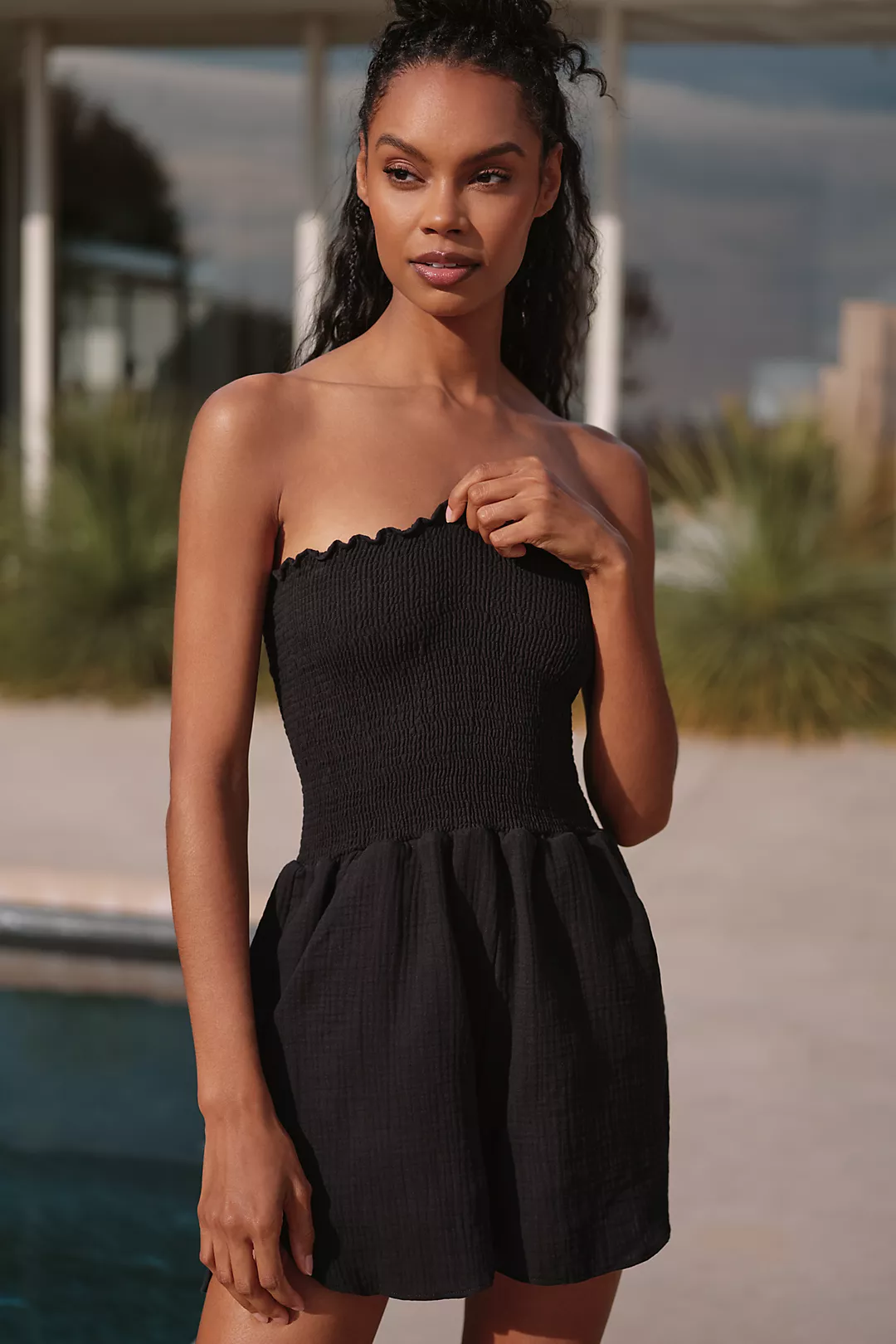 Peixoto Torey Strapless Smocked Romper